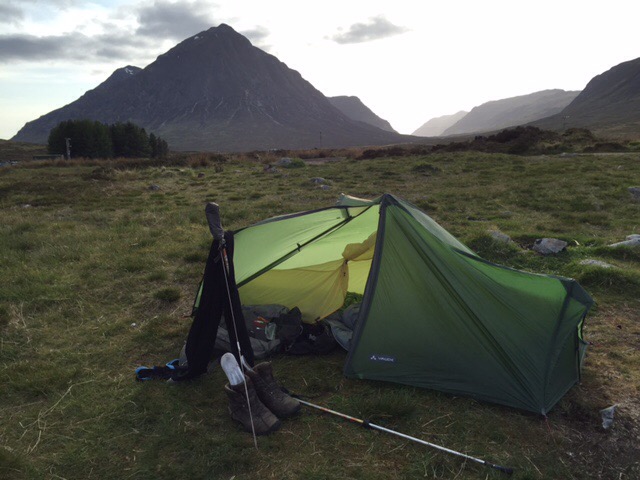 tent with mountain in background